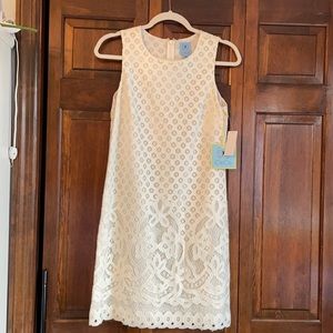Beautiful CeCe cream lace sleeveless dress